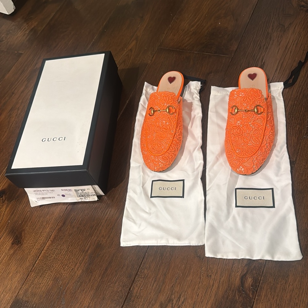 Gucci - Women’s Princetown Flat Slipper - Orange - Size: 40 / US 10 - Picture 9 of 9